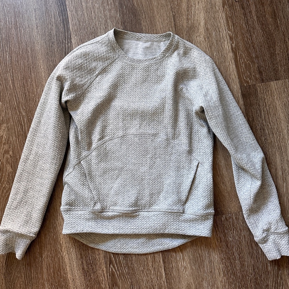 lululemon athletica Grey Textured-Knit Crewneck Sweatshirt